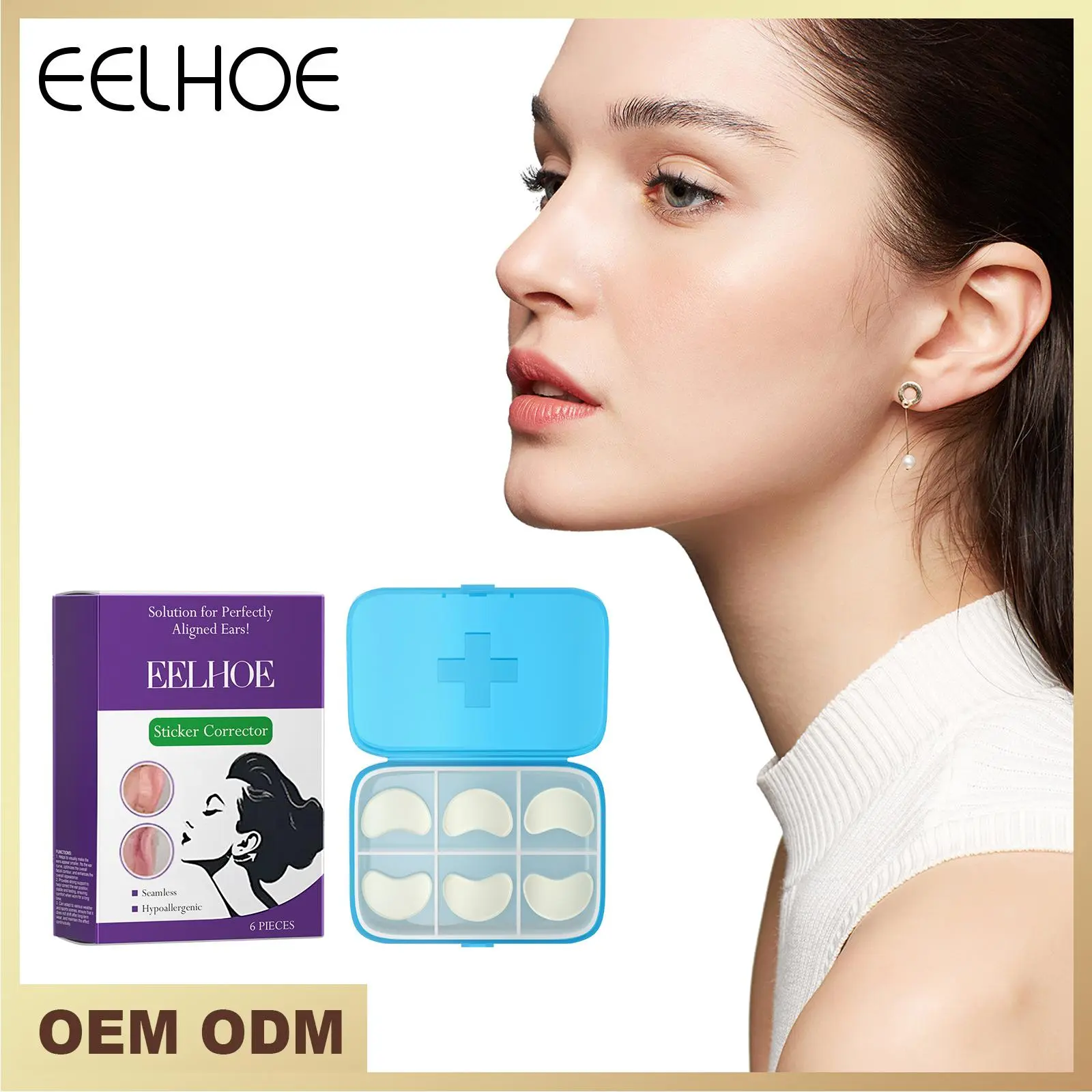 The ear fixation patch modifies the contour of the ear for f