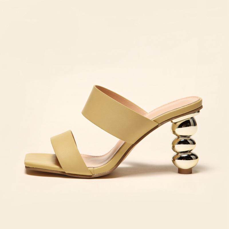 2024夏季欧美时尚葫芦跟高跟凉拖鞋女High Heel Sandals Slippers