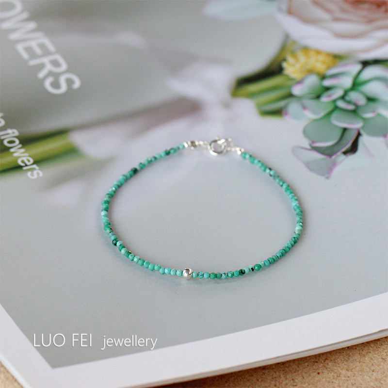 틈새 디자인 원시 광석 천연 정통 청록색면 초박형 팔찌 BESTIE 12 월 탄생석