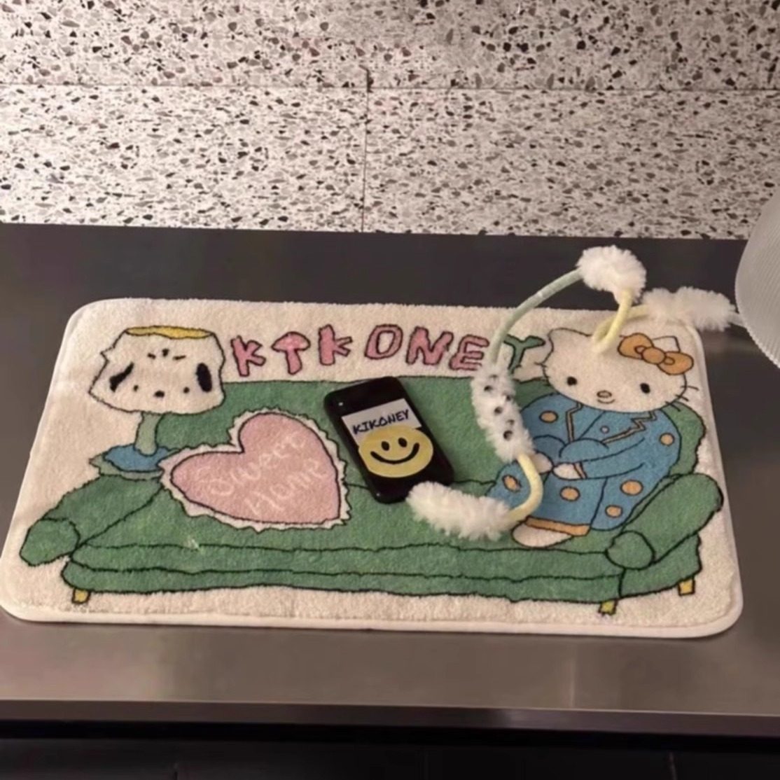 卡通入户地毯仿羊绒KT猫咪地垫居家氛围感ins风厕所地毯防滑耐脏,居家布艺,入户地垫,淘宝优惠券,粉丝福利购,淘宝优惠卷