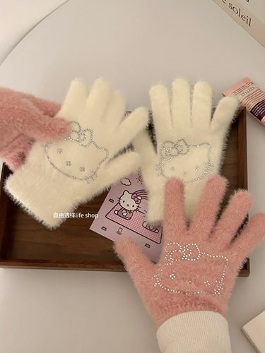 手套女冬季kitty手套保暖加绒