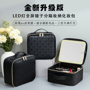 2025新款化妆包大容量带镜子化妆品收纳包跟妆出差便携纹绣工具箱