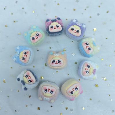 文创挂件三岁钥匙扣猫头盲袋礼品配件萌粒树脂饰品可爱diy植绒娃