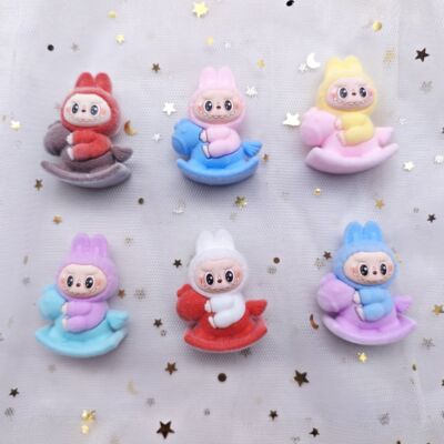 立体摆件木马萌粒桌面植绒小摆件蛋糕装饰品坐姿abubu烘焙用品