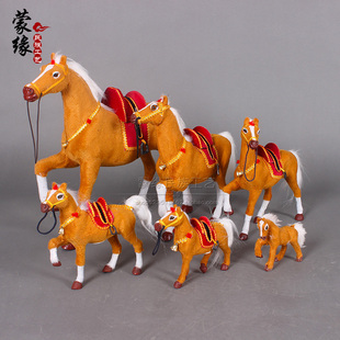 仿真马模型小马摆件草原奔马装饰工艺品皮毛动物蒙古包装饰骏马