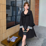 格纹拼接减龄灰色风衣外套女春秋2025新款收腰显瘦气质巨好看大衣，女装风衣，浙宝165