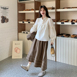 26春全新2B227灯笼袖马甲半身裙三件套389P225K368，女装套装/套裙，2B227