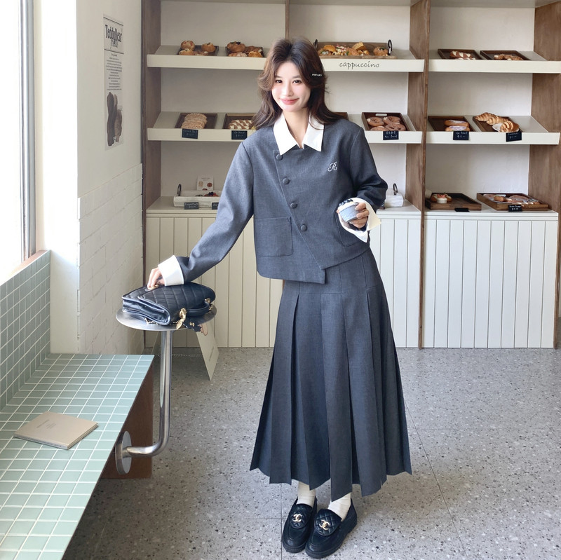 26春全新2b227假两件西装百褶裙两件套383P260K388,女装套装/套裙,2B227