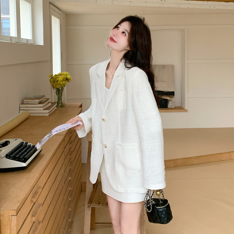 26春2b227透气西装短裙两件套507P215K348,女装短外套,2B227