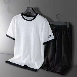 短裤 跑步运动两件套健身速干t恤冰丝短袖 男春夏2024新款 国风套装