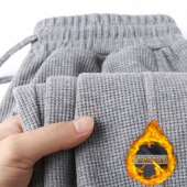 华夫格裤 子男秋冬季 加绒休闲直筒大码 清仓捡漏外贸美式 阔腿运动裤