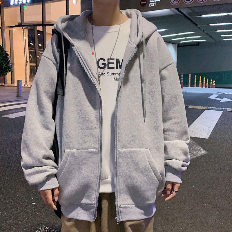 商场干活穿保暖耐磨~开衫耐脏倒闭卫衣加绒工作服男人连帽秋冬的