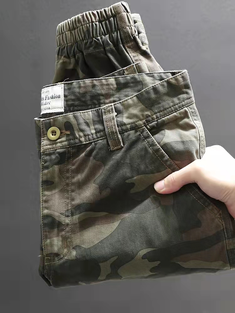 干活穿的裤子男士春夏伞兵耐磨耐脏建筑工人工地迷彩工作服劳保裤