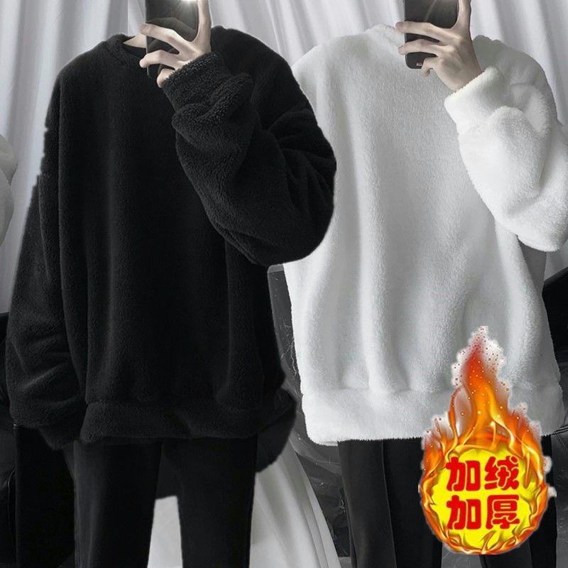 冬季宽松衣服保暖捡漏男韩版潮卫衣毛绒绒加厚摇粒绒学生羊羔
