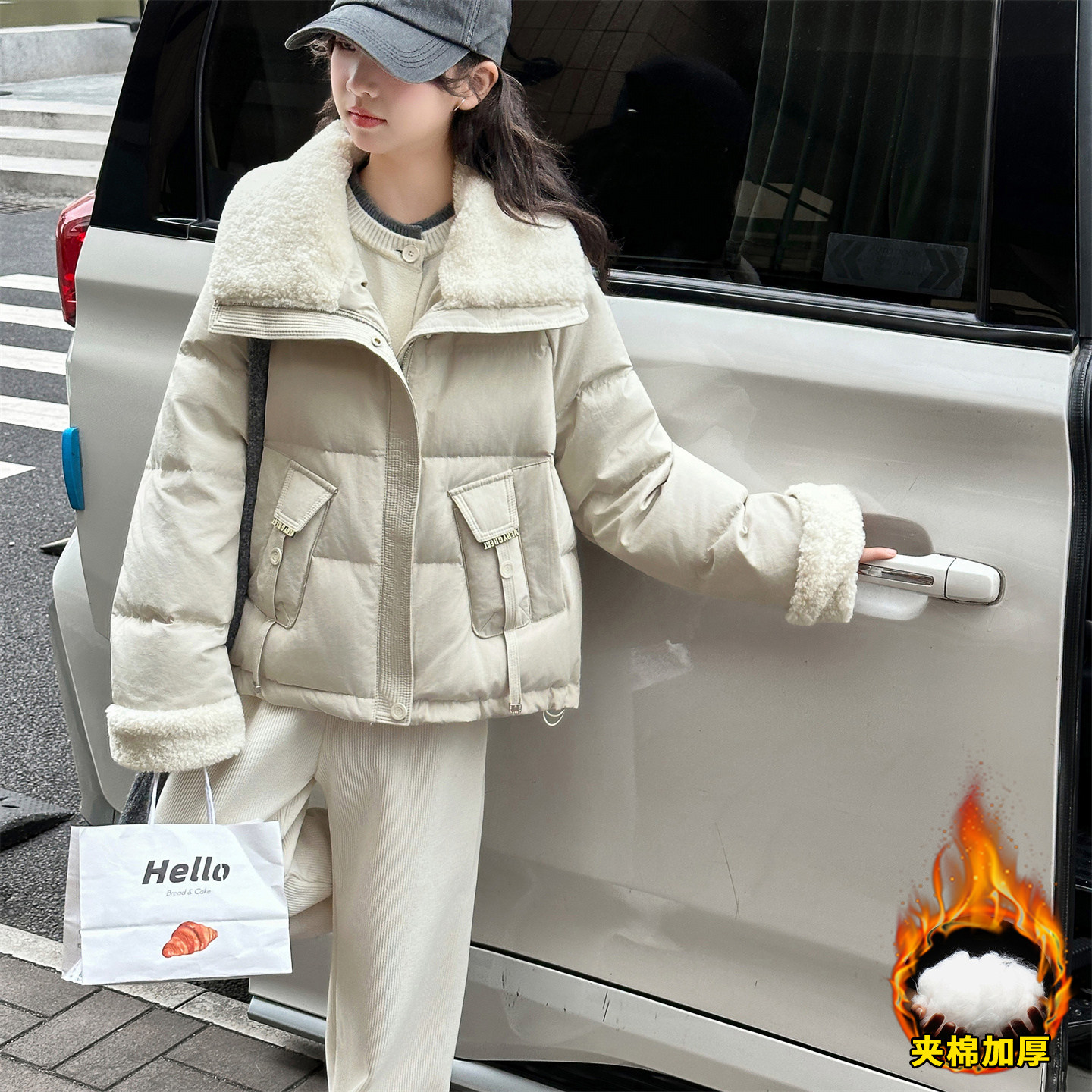 女童洋气加厚羽绒棉服外套冬季