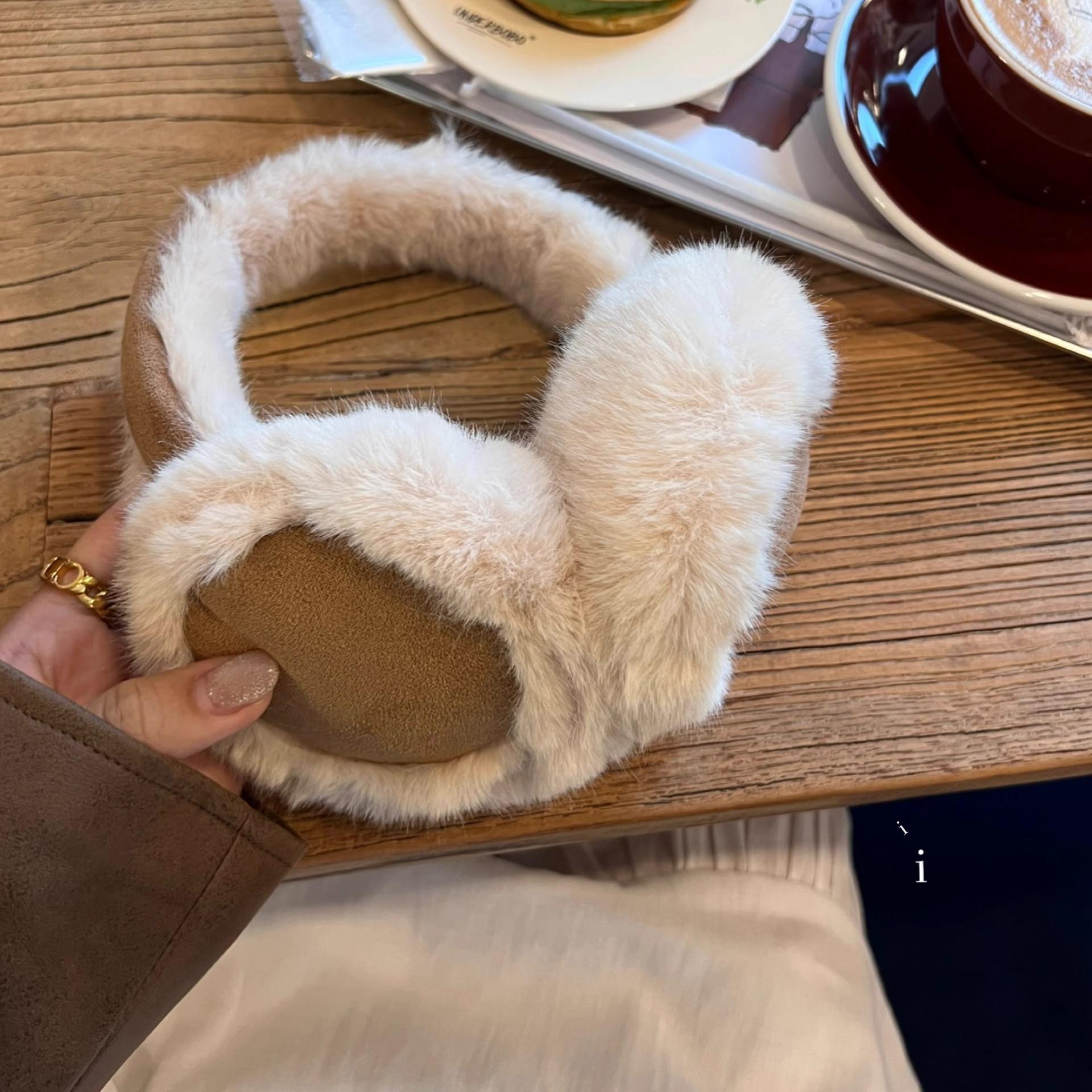 棕色冬季保暖毛绒耳罩护耳朵