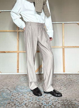 TRENDYWU 轻钱经典“复兴”垂感双褶锥形立裁挺阔抗皱通勤西裤