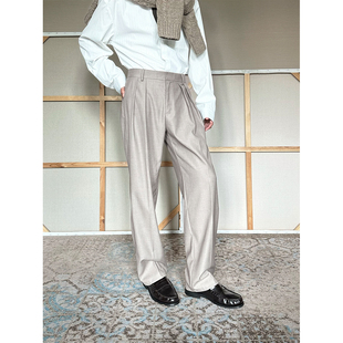 垂感双褶锥形立裁挺阔抗皱通勤西裤 复兴 轻钱经典 TRENDYWU