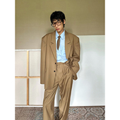 TRENDYWU 挺括垫肩宽松抗皱休闲OV西服外套 琥珀 法式 静奢