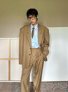 TRENDYWU 法式静奢“琥珀”挺括垫肩宽松抗皱休闲OV西服外套