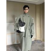 TRENDYWU 华达呢粗纺羊毛宽松双排扣厚廓型大衣 摩登 经典 老钱