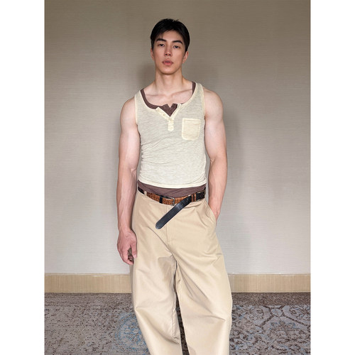 TRENDYWU亨利螺纹弹力薄背心