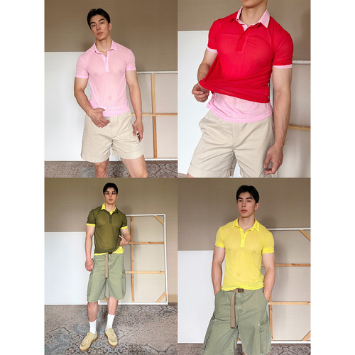 TRENDYWU法式浆果Polo领短袖