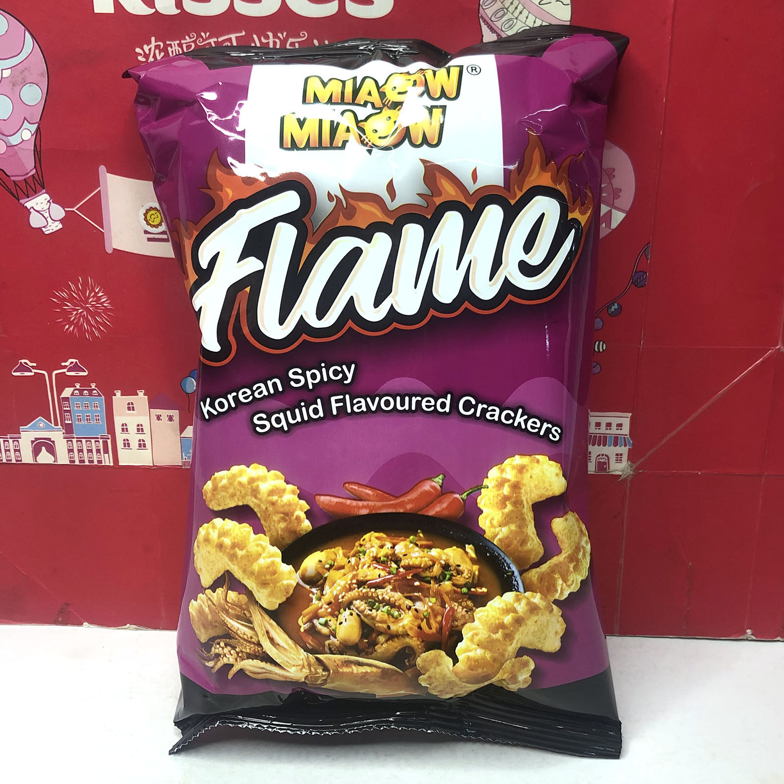 临期 马来西亚进口韩式香辣风味妙妙鱿鱼味卷50g网红休闲膨化零食