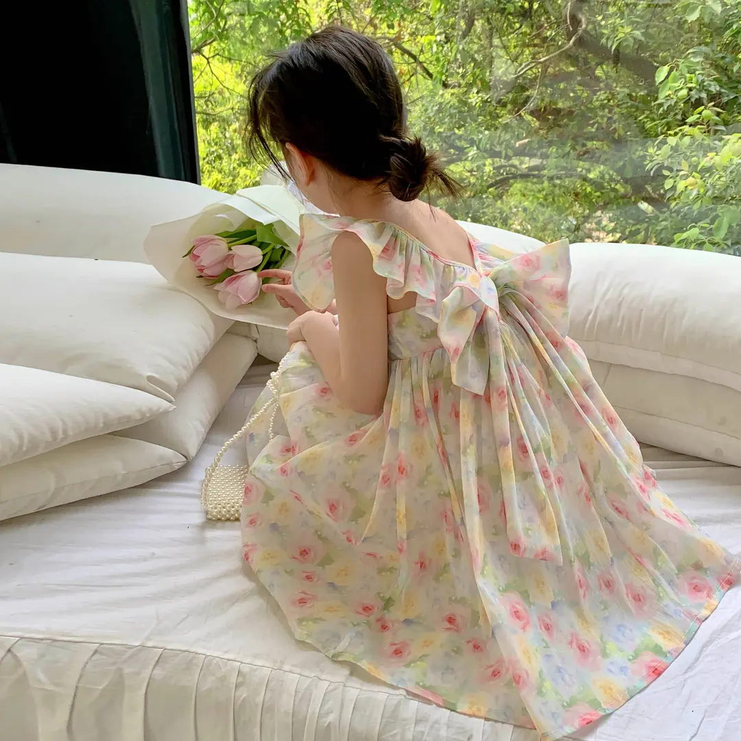 女童连衣裙夏季公主裙2025新款超仙洋气韩版甜美风宝宝碎花裙子夏
