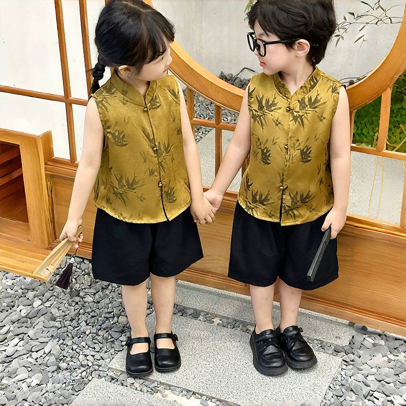 男童夏季国风唐装套装2026新款