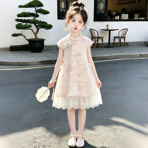 女童夏季透气新中式旗袍连衣裙