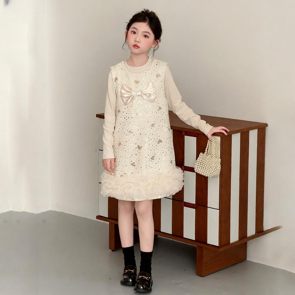 女童长袖连衣裙套装甜美可爱风