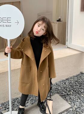 童装女童毛呢秋冬时髦中长款