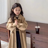 大衣外套 英伦风女大童长款 女童风衣女孩春秋新款 女童洋气时髦春装