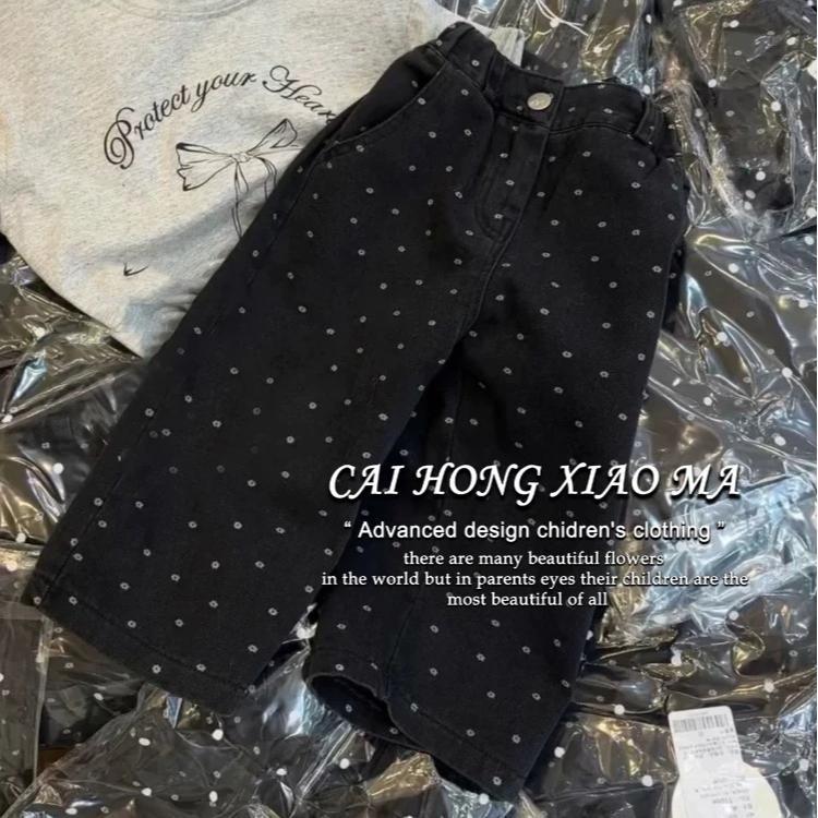 韩国童装2025秋季新款女童牛仔裤儿童裤子女宝宝休闲宽松直筒裤潮