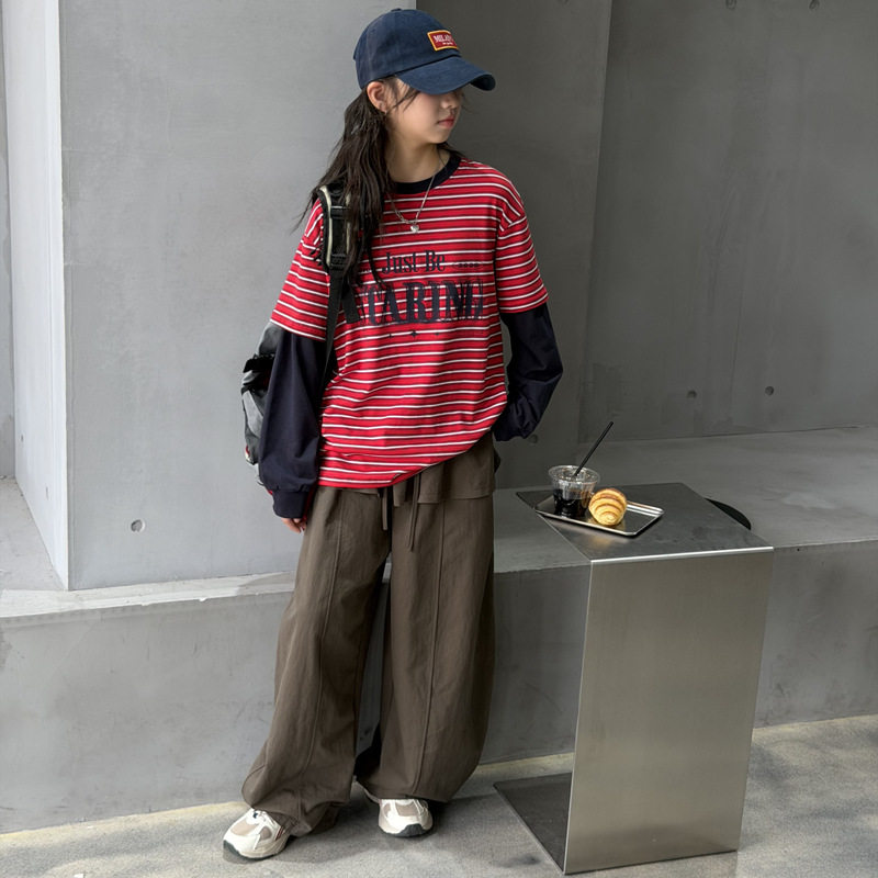 2026新款女童秋季条纹字母印花