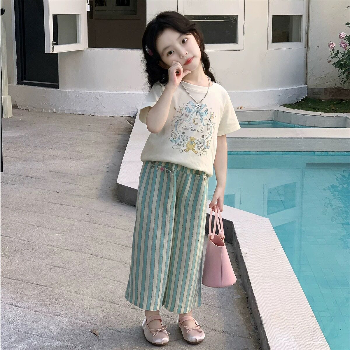 女宝宝短袖阔腿裤套装2026夏季新款儿童百搭夏装女童韩版两件套潮