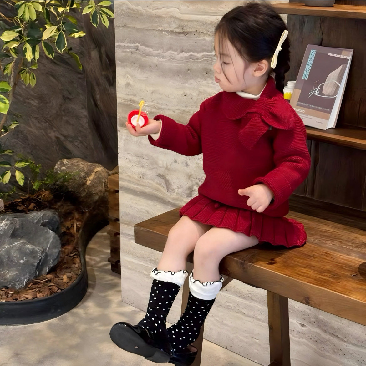 女童秋冬新款毛衣套装女宝宝新年氛围感洋气蝴蝶结针织上衣半身裙,童装/婴儿装/亲子装,毛衣/针织衫,淘宝优惠券,粉丝福利购,淘宝优惠卷