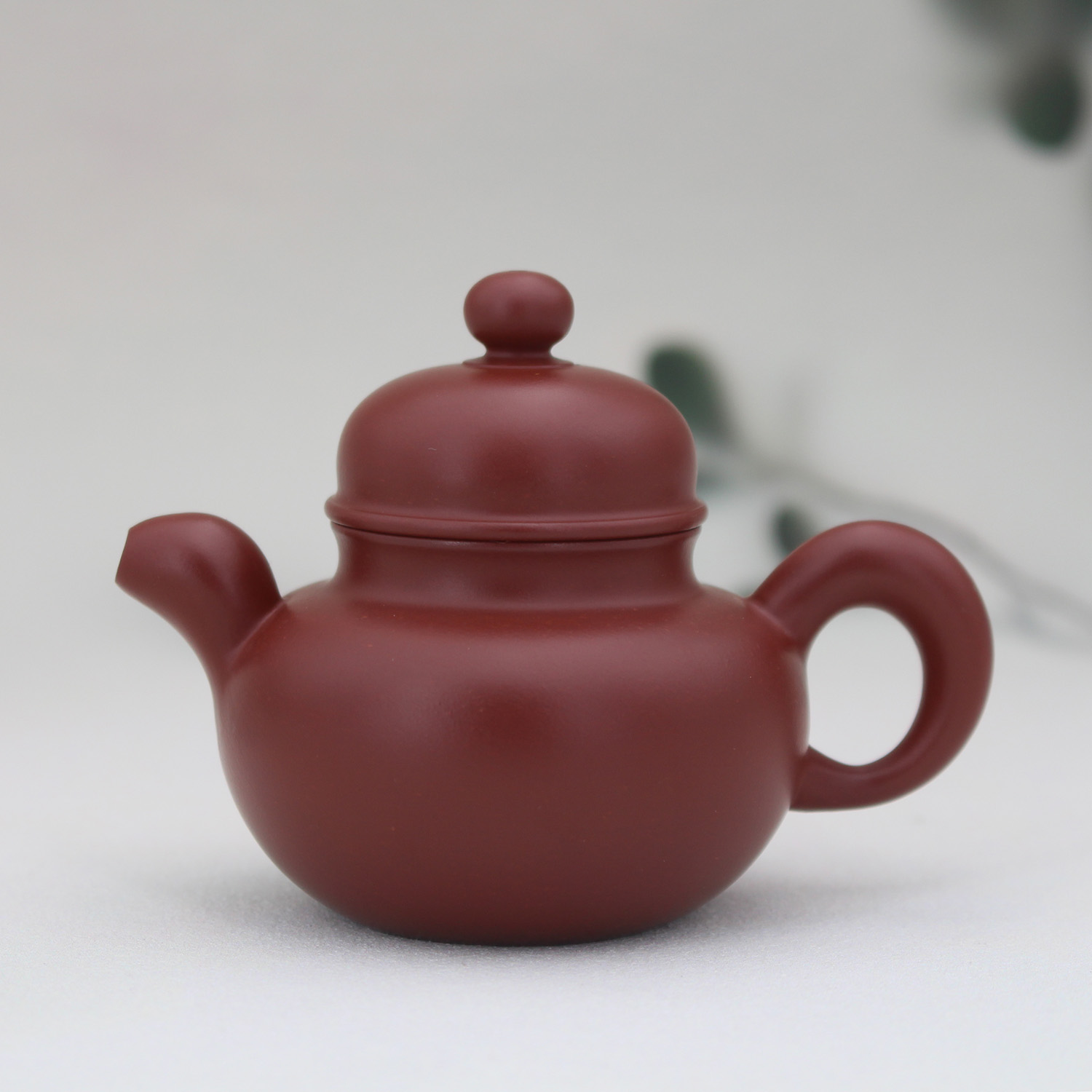 【钟贵河.玉掇球】潮州朱泥手拉壶原矿大红袍内推孔小容量朱泥壶