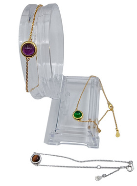 S925银镀黄/白金手链紫晶虎眼石