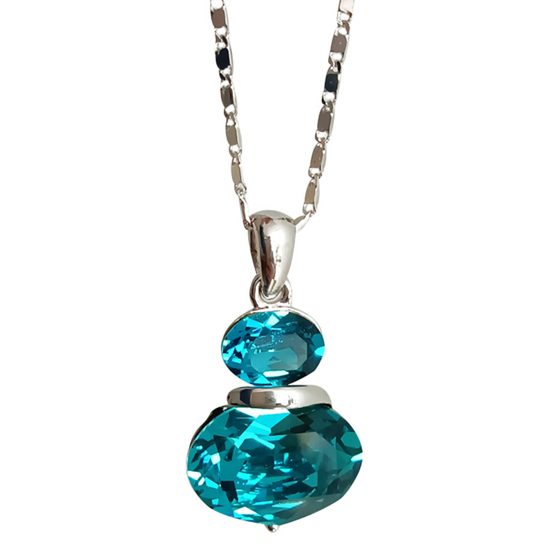 多彩水钻葫芦娃吊坠铜镀白金项链