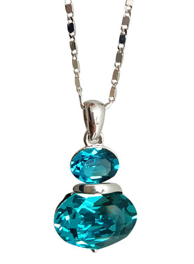 多彩水钻葫芦娃吊坠铜镀白金项链