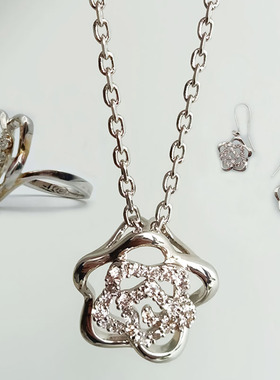 五角星吊坠戒指耳环铜镀白金项链