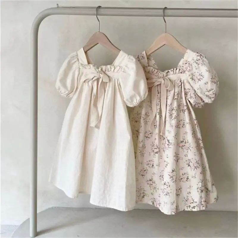 Summer New Baby Girl Puff Sleeve Square Collar Dress Cute Gi 孕妇装/孕产妇用品/营养 其它 原图主图