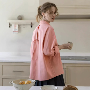 MELLIIY 2025慵懒舒适宽松纯棉粉色女设计感小众