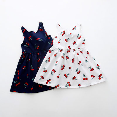 Brand Baby Girl Printed Cherry Dress Kids Children's Clothin