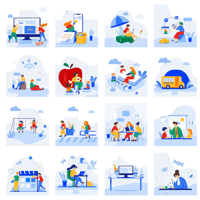 扁平化卡通商务人物办公场景UI插画网页APP插画矢量AI设计素材图片