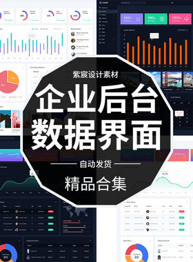 企业网页后台管理数据可视化系统仪表盘uikit界面PSD.XD设计素材