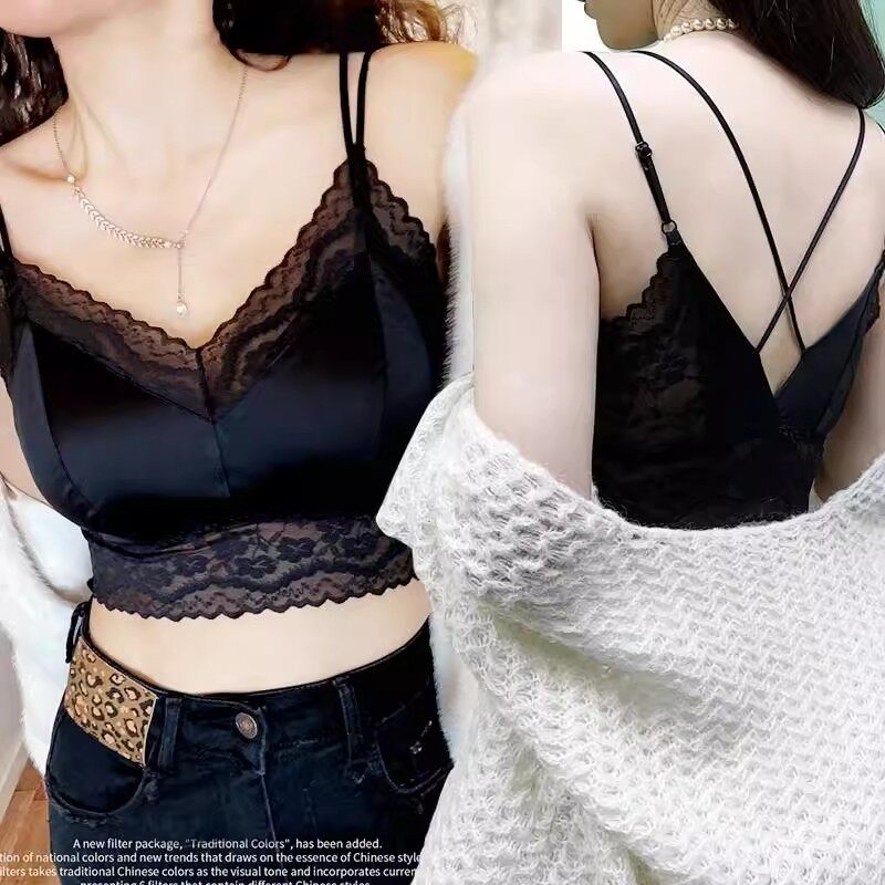 媚姬内衣蕾丝美背女士无痕聚拢舒适透气春夏内搭吊带背心欧若风