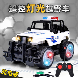 遥控车越野车警车玩具漂移遥控汽车灯光音乐充电动儿童女男孩赛车